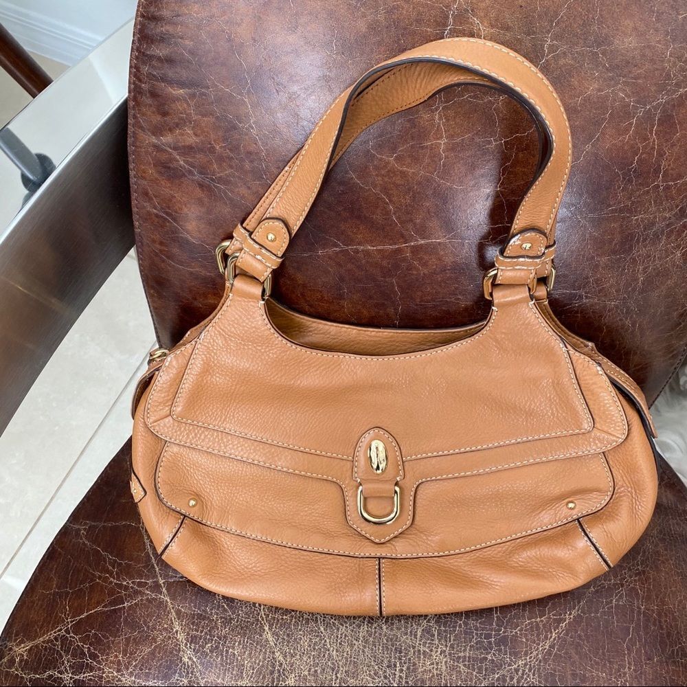 COLE HAAN tan soft camel leather satchel bag